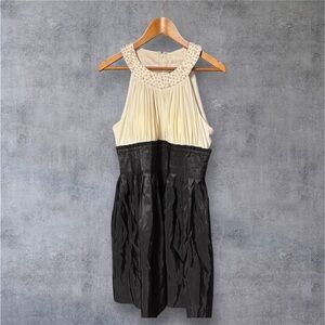 New With Tags Jessica Howard Cream and Black Pearl Beaded Sleeveless Dress